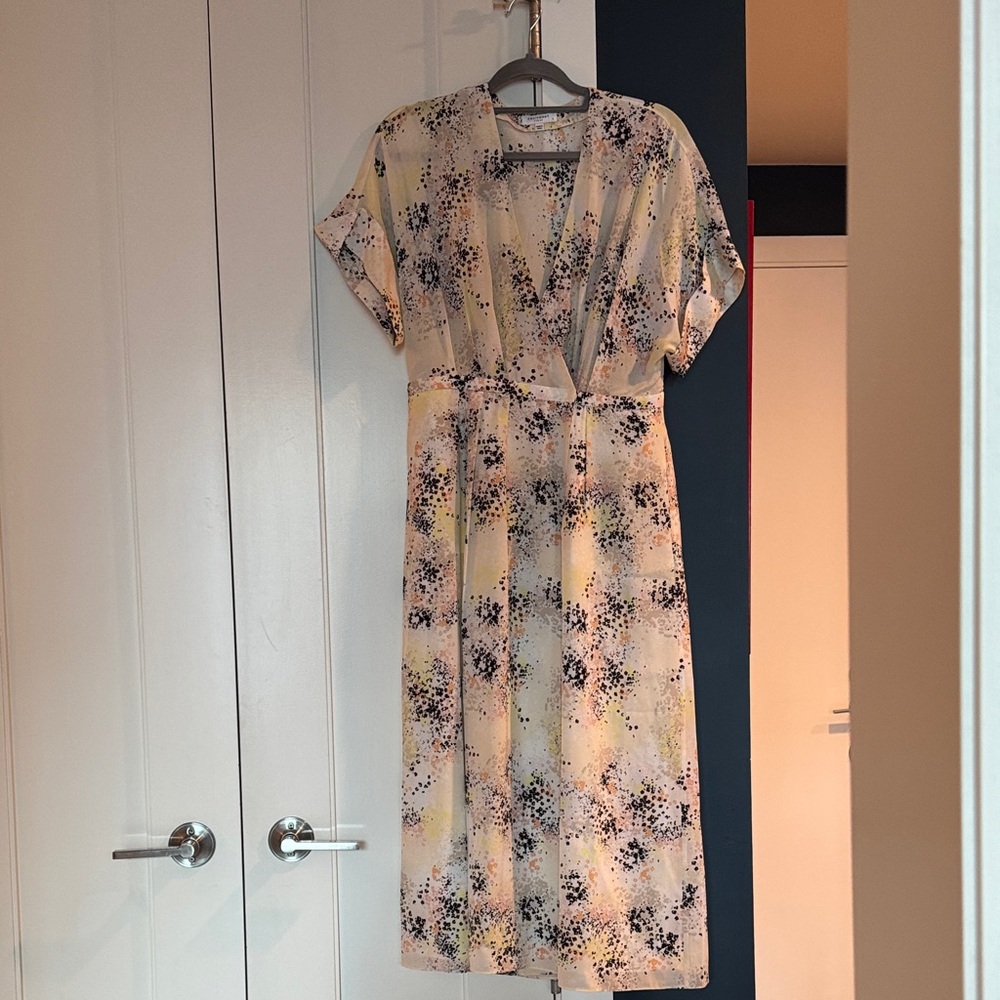 Equipment Tavine Midi Dress in Cream and Black